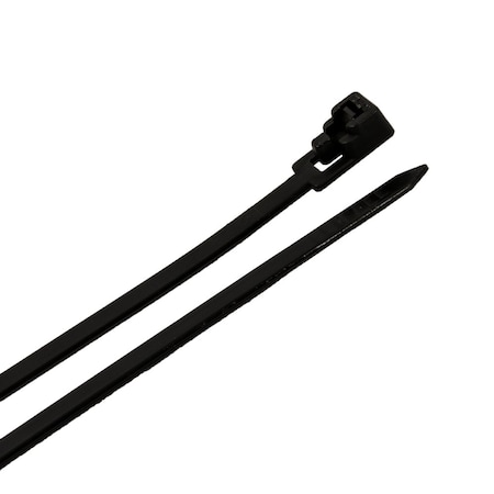 Forney Cable Tie, 11 in L, 3 in Max Bundle Dia., Black, Nylon 6/6, 50 lb Strength, 100 PK 62063